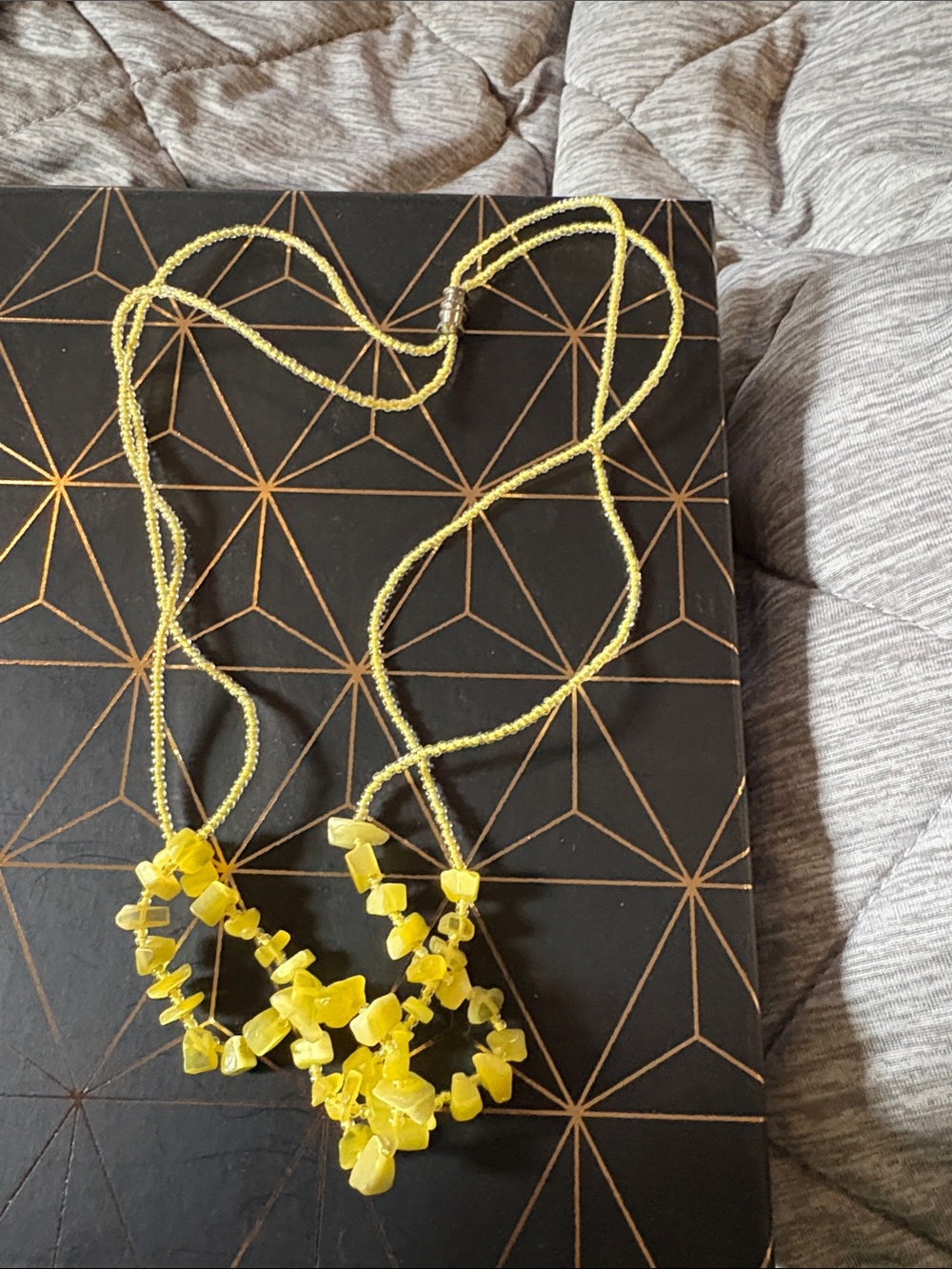 Handcrafted Yellow Beaded Statement Necklace